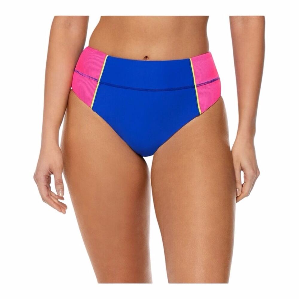 Reebok Color Block High Waist Bikini Bottom blue pink - M - Picture 1 of 10